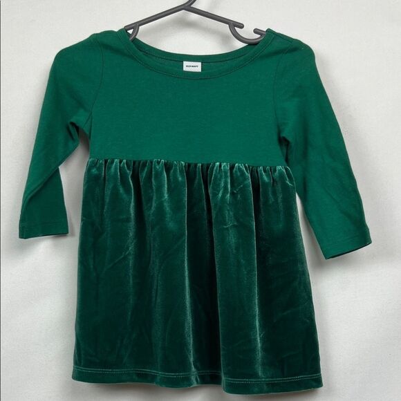 Old Navy Green Velour long sleeve Holiday knit dress size 6-12 months - Picture 1 of 8